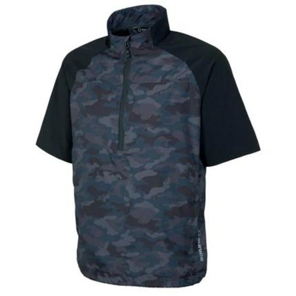 Sunice Men's Small Winston Short Sleeve Packable Golf Wind Shirt Charcoal Camo